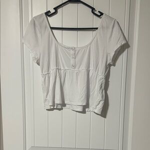 No Boundaries White Buttoned Crop Top